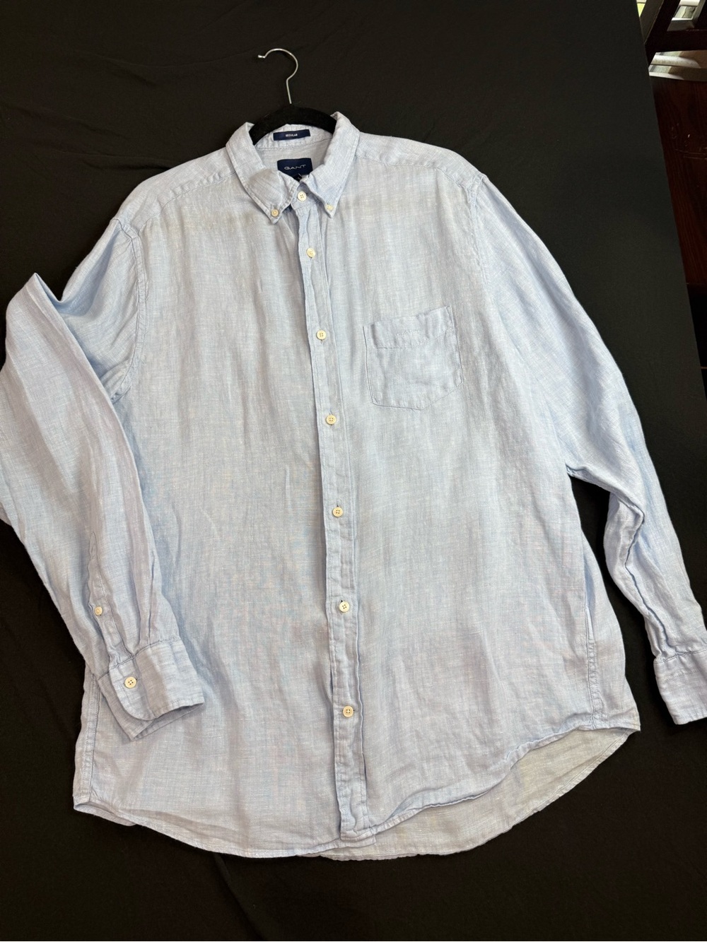 Gant Light Blue 100% Linen Long-Sleeve Dress Shirt - Picture 2 of 6